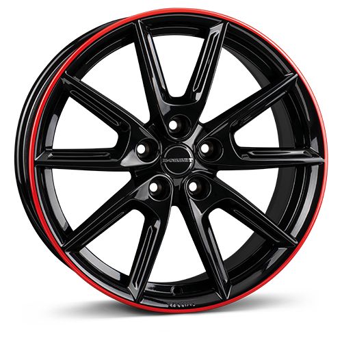 BORBET DESIGN LX18 black glossy rim red 8.0Jx18 5x112 ET48