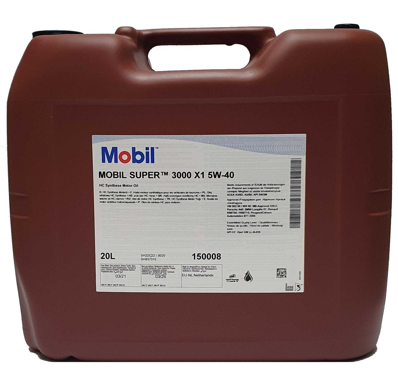 Mobil Super 3000 X1 5W-40 20 Liter Kanister