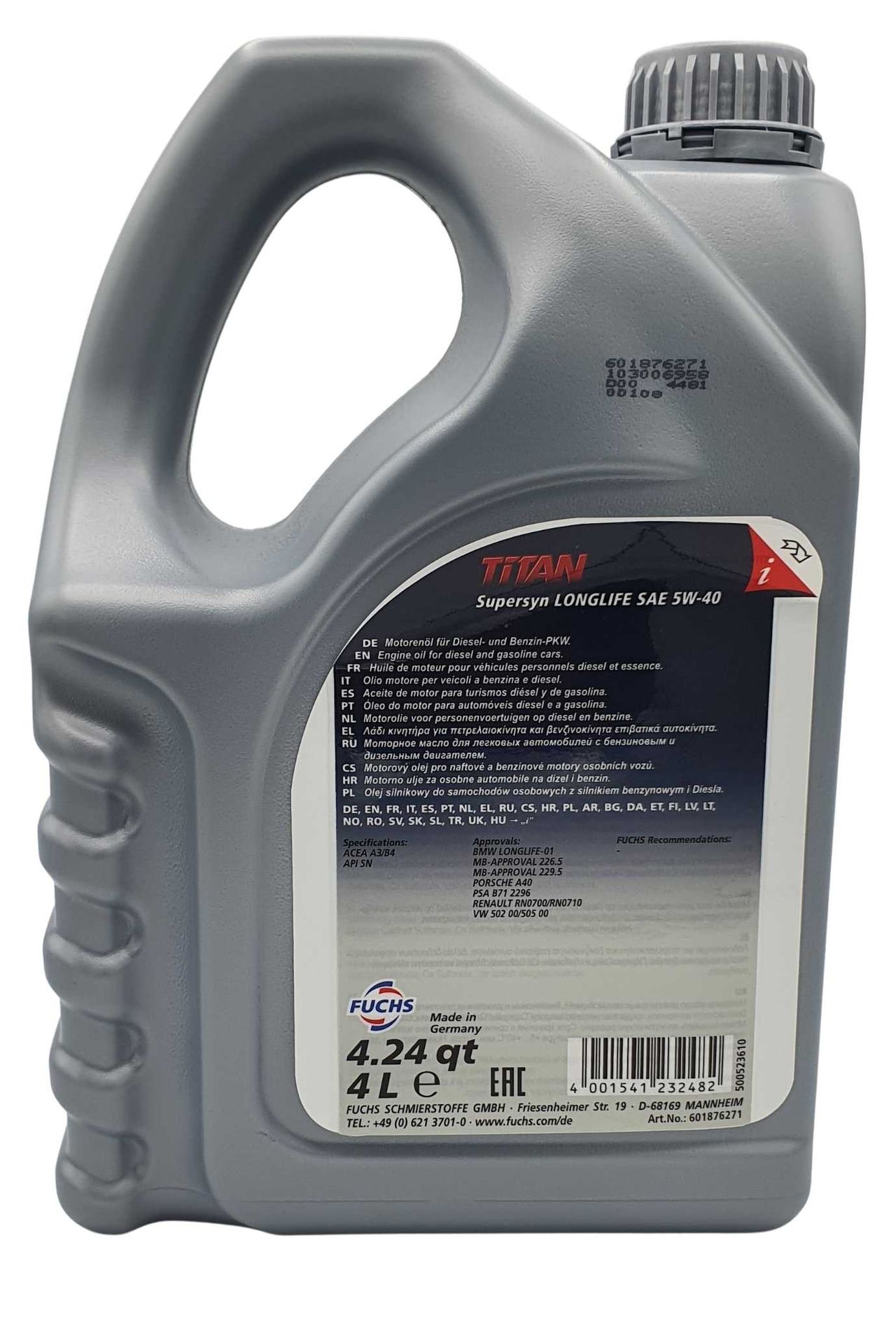 Fuchs Titan Supersyn Longlife 5W-40 4 Liter