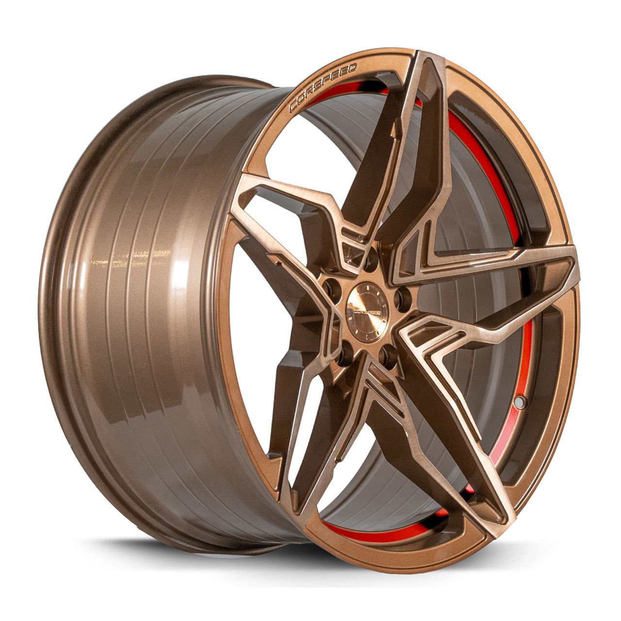 CORSPEED KHARMA Higloss-Bronze brushed Surface undercut Trimline red 8.5Jx19 5x120 ET40