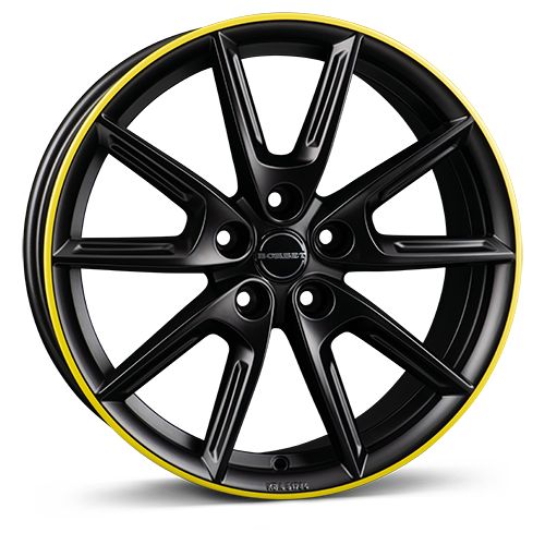 BORBET DESIGN LX18 black matt rim yellow 8.0Jx18 5x112 ET48