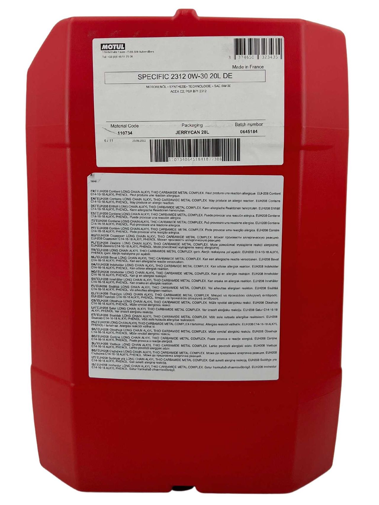 Motul Specific PSA B71 2312 0W-30 20 Liter